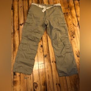 Women’s Cargo beige pants - button with drawstring waist (35-39 inch)